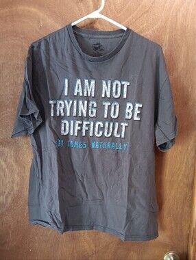 Ink Inc.  Men's Dark Grey Short Sleeve Tee with Blue Text Graphic